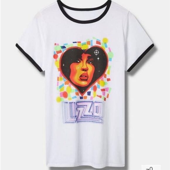 Torrid Lizzo Classic Fit Cotton Ringer Tee - Picture 1 of 4
